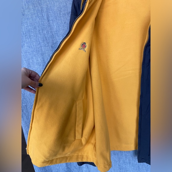 NWT Vintage Tommy Hilfiger Reversible Fleece Jacket Multi-Pocket Crest Navy Sz L - Picture 6 of 6